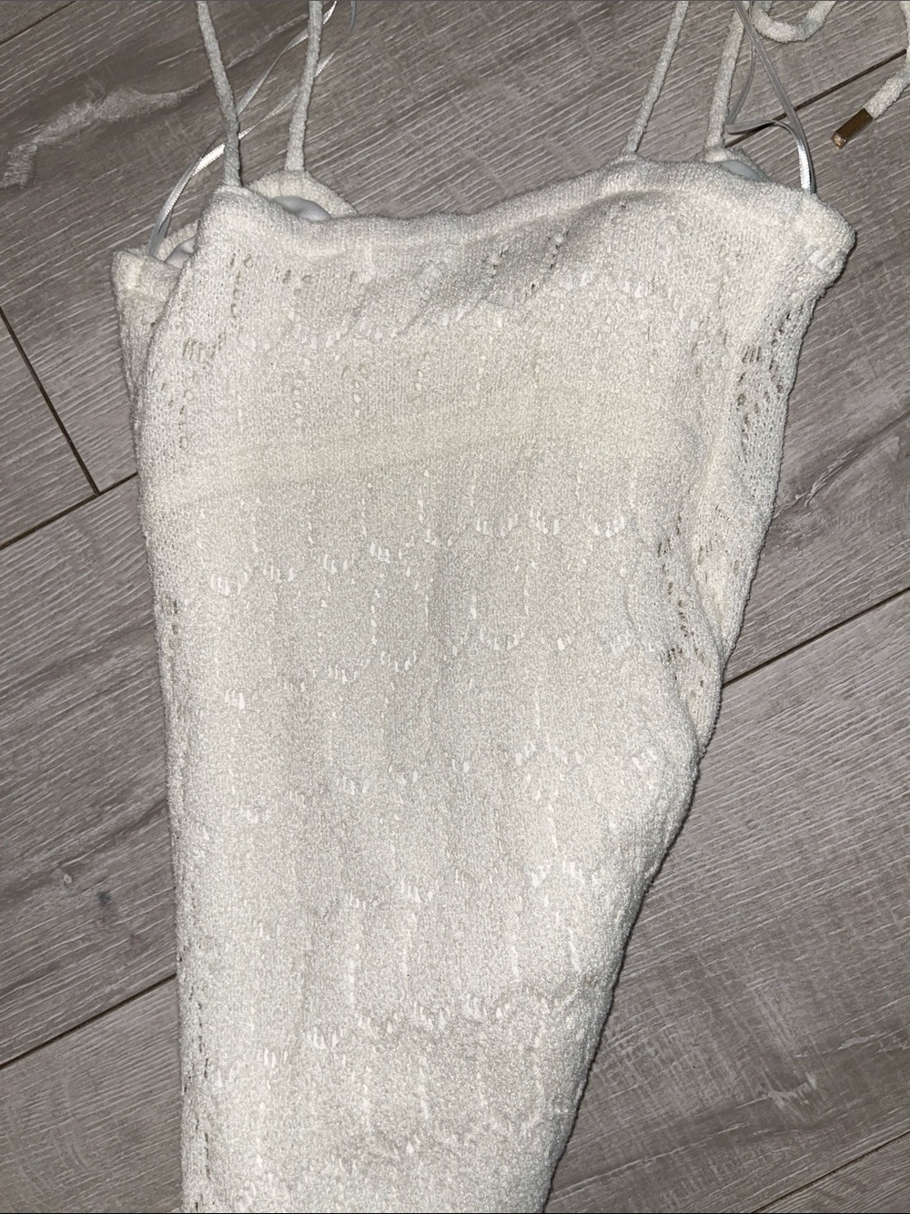 Lace Pearl Button-Front Maxi Dress scallop Crochet - White-XS- never worn! - Picture 6 of 8